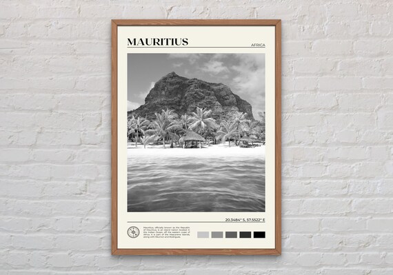 Black And White Mauritius Print Mauritius Wall Art Mauritius Poster Mauritius Photo Mauritius Poster Print Mauritius Decor Africa