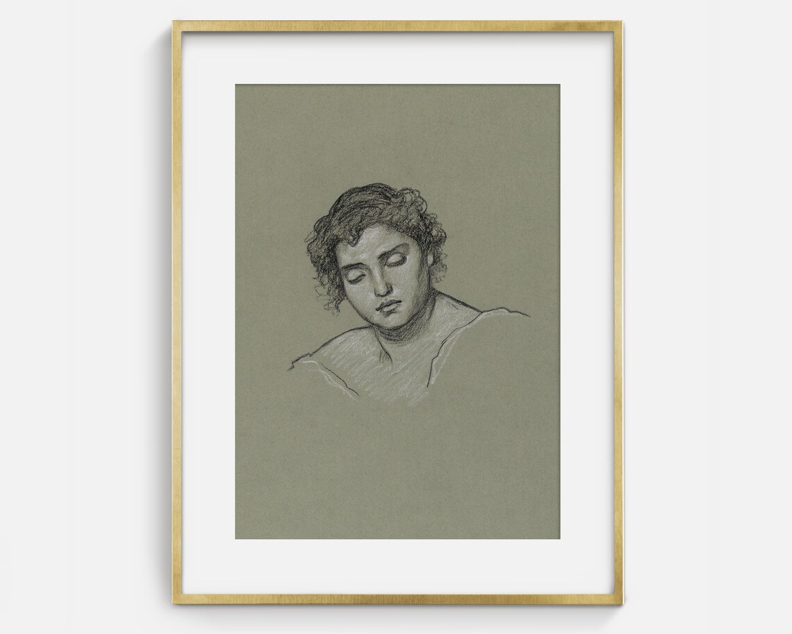 Vintage Sketch of Woman, Antique Drawing Print - Image 2
