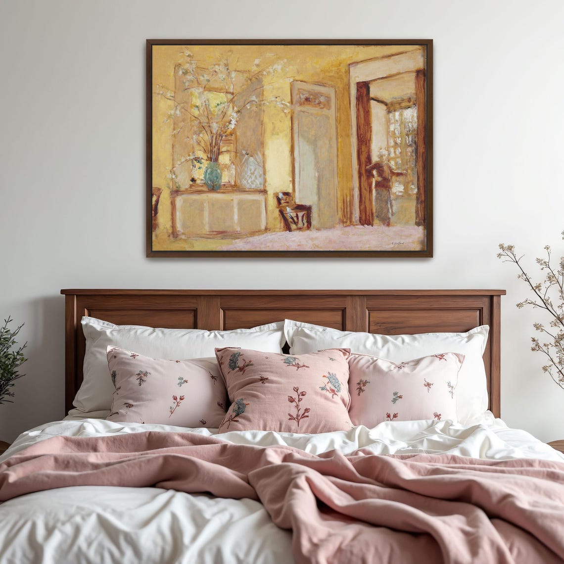 Sunlit Yellow Room Blooming Branches Vintage Interior Poster - Image 6