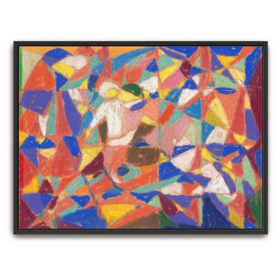 Framed Wall Art Of Abstract Geometric Art With Colorful Shapes Geometric Wall Art Blue And Red Bedroom Art Print Geometric Art