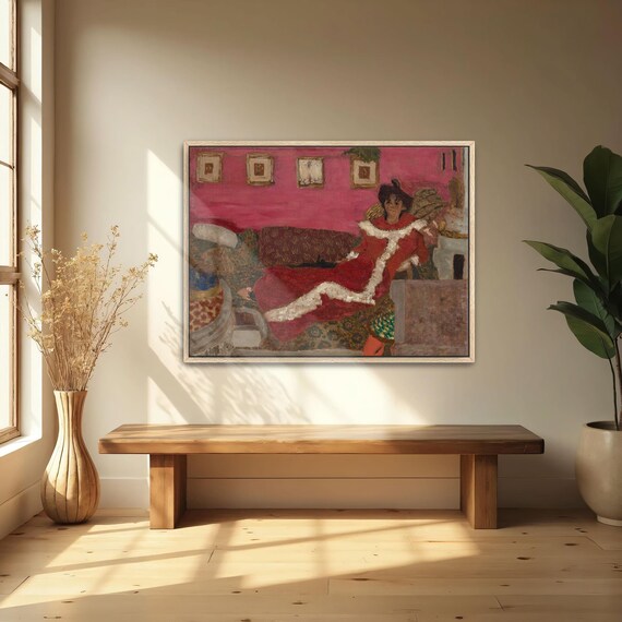 Woman in a Red Dress Reclining on a Divan Figure Portrait Poster