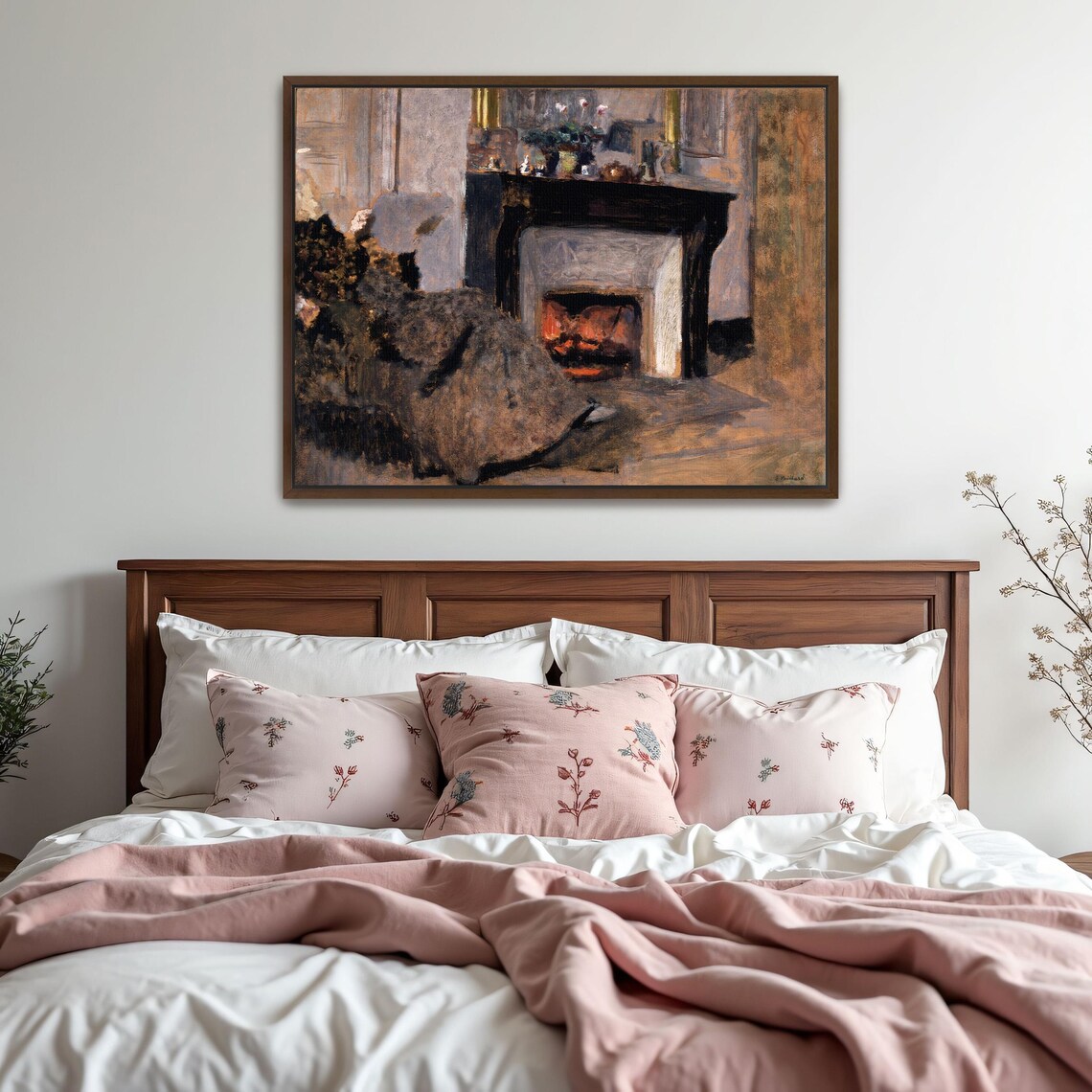 Woman Resting by a Glowing Fireplace Vintage Interior Mood Art Print - Image 5