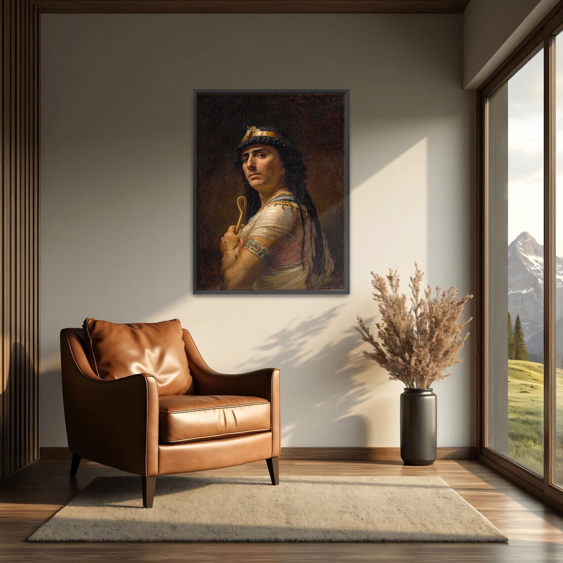 Egyptian Priestess Holding Staff Academic Oil Portrait Classic Poster
