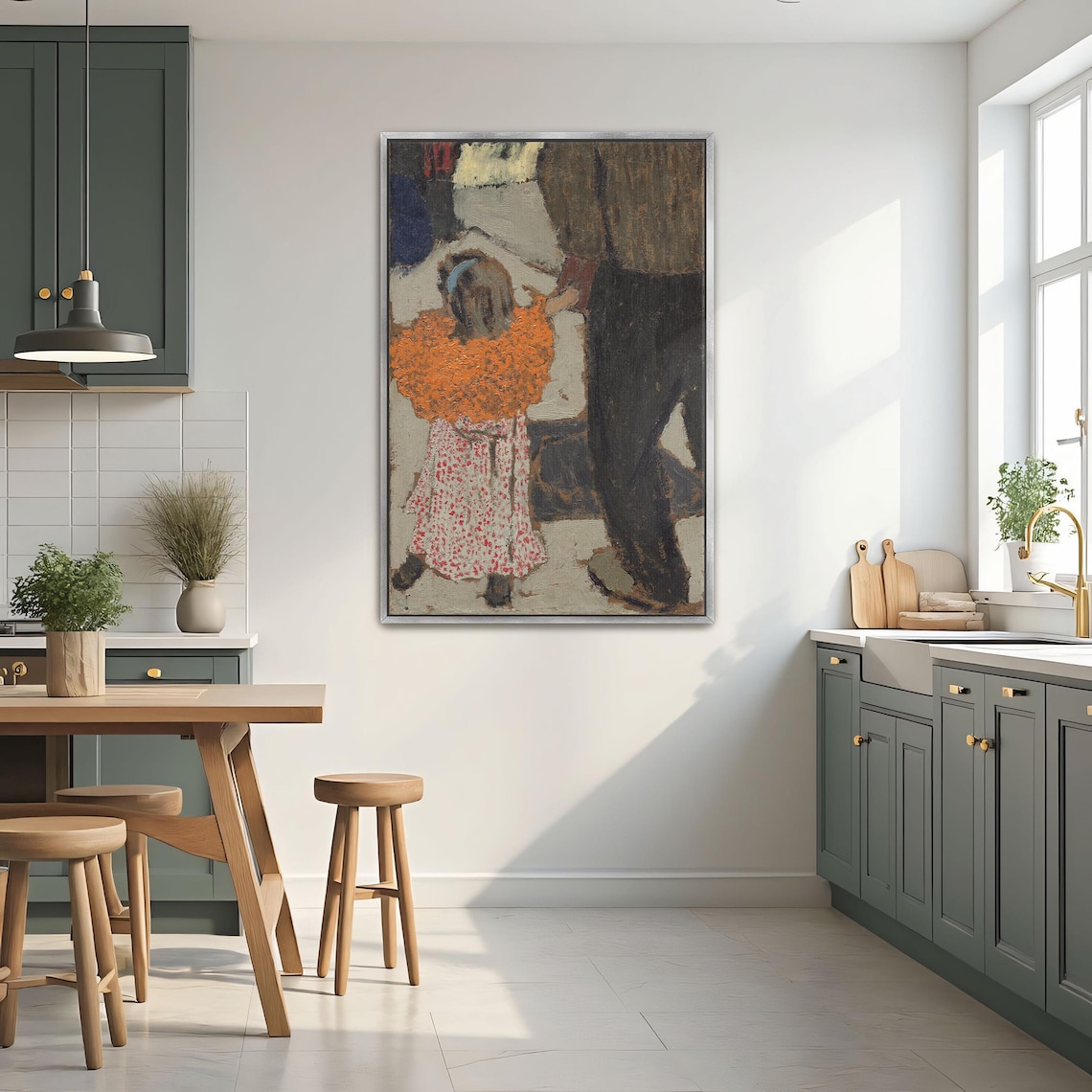Woman In Orange Shawl Impressionist Street Scene Painting Poster - Image 2