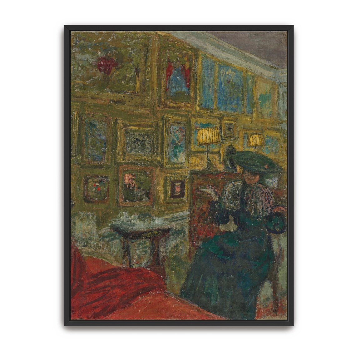 Elegant Woman Among Framed Pictures Vintage Interior Art Print