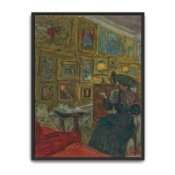 Elegant Woman Among Framed Pictures Vintage Interior Art Print