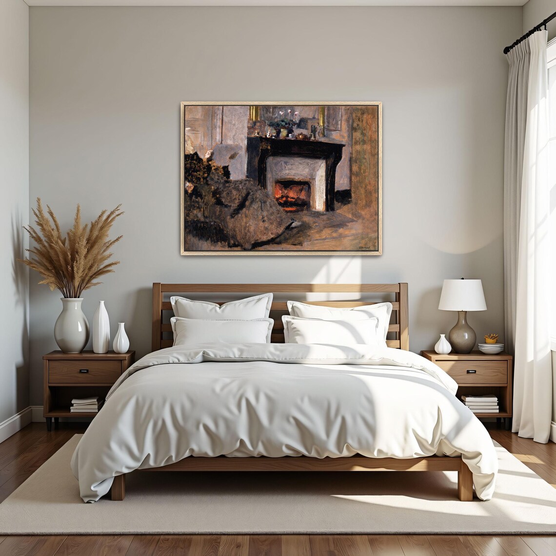 Woman Resting by a Glowing Fireplace Vintage Interior Mood Art Print - Image 4