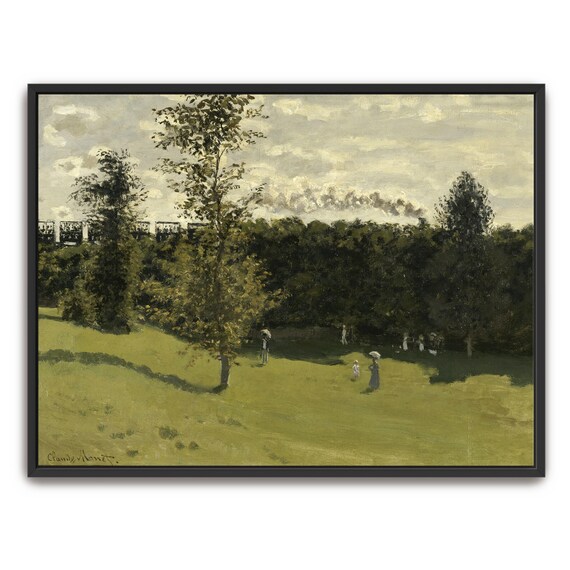Claude Monet Train Crossing A Green Countryside Landscape Poster