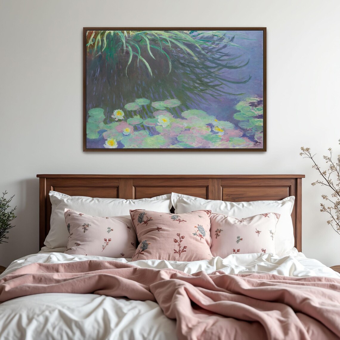 Claude Monet Water Lilies Beneath Overhanging Green Reeds Print - Image 5