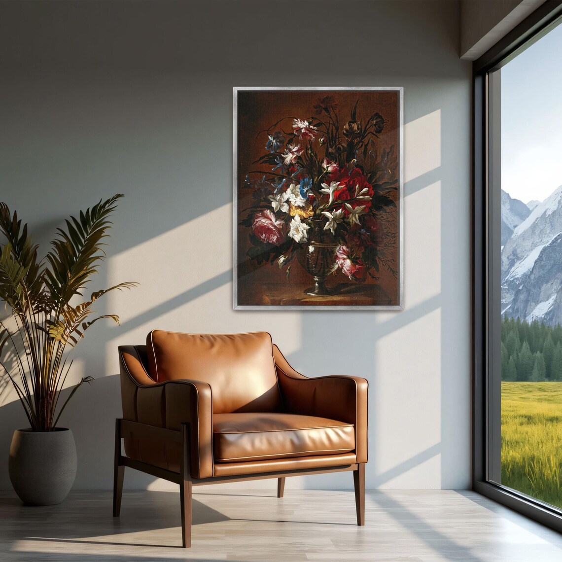 Baroque Still Life Bouquet Of Roses In A Glass Footed Urn Poster - Image 2