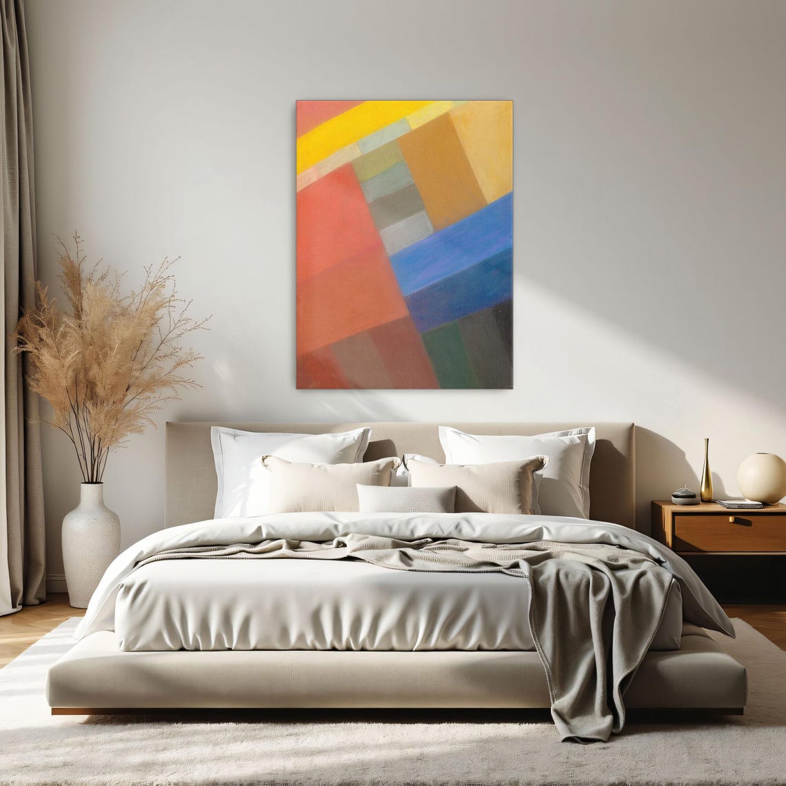 Colorful Geometric Squares Abstract Painting Red Blue Art Poster - Image 2