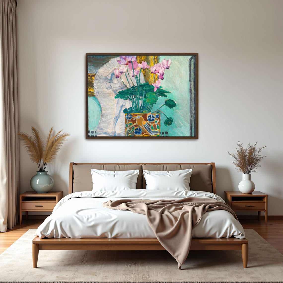 Pink Cyclamen in a Patterned Pot Vibrant Floral Still Life Poster - Image 6