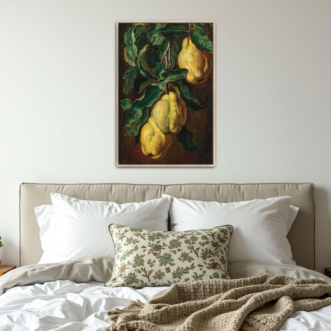 Quinces On Branch Dark Vintage Still Life Oil Painting Poster - Image 4