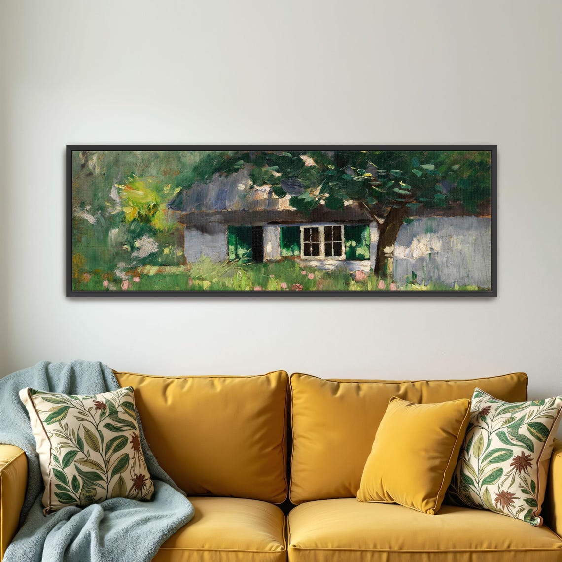 Impressionist Cottage With Green Shutters in Bloom Garden Poster - Image 4