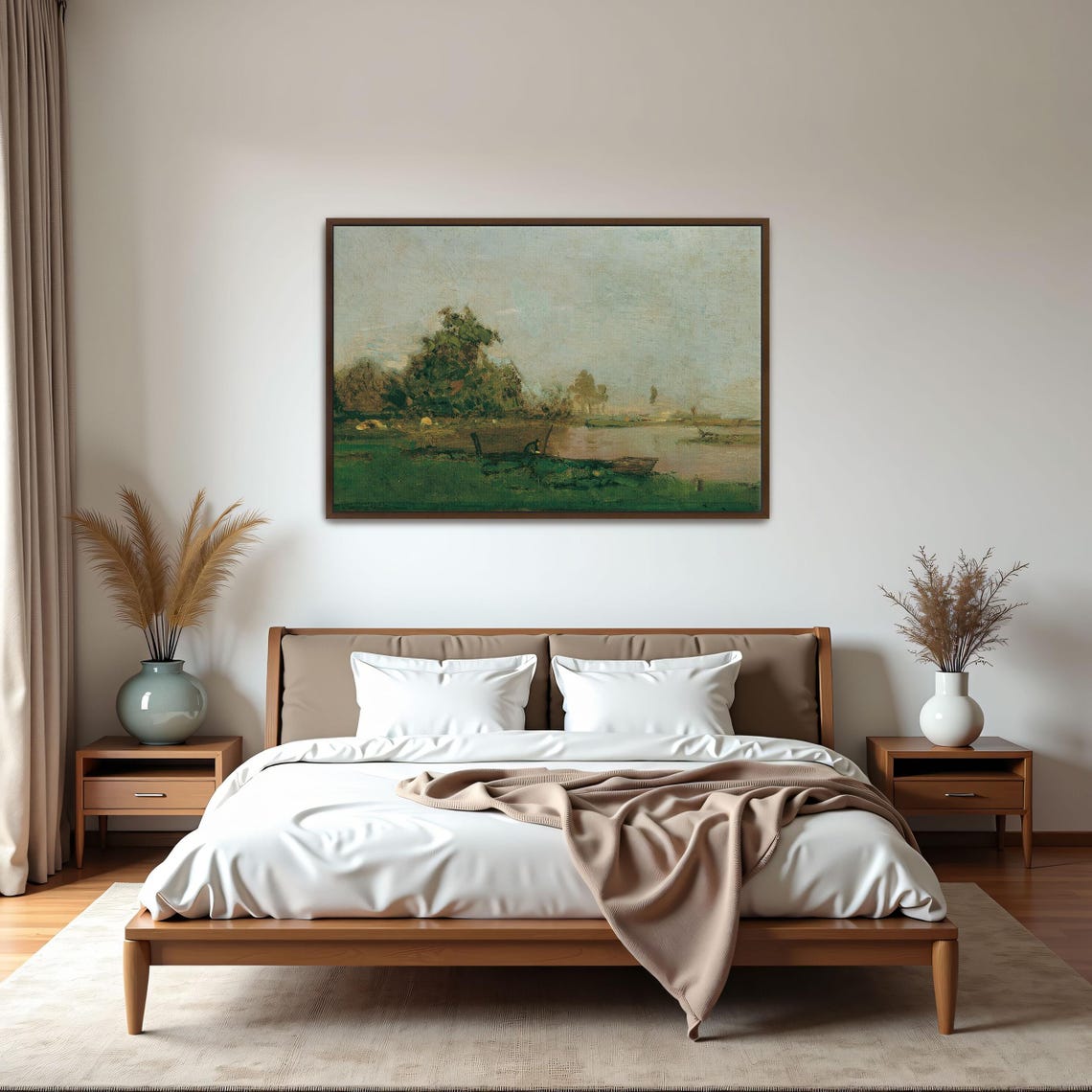 Quiet River Landscape With Beached Boat And Dark Trees Tonalist Poster - Image 5