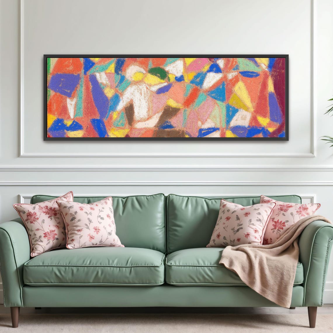 Abstract Colorful Art With Geometric Shapes Panoramic Wall Art Horizontal Framed Art Above Bed Wall Art Bedroom And Living Room Art - Image 4