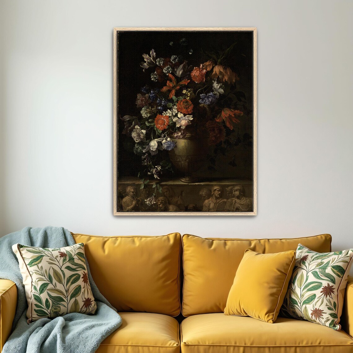Dark Baroque Floral Still Life In Ornate Vase Classic Oil Art Poster - Image 5