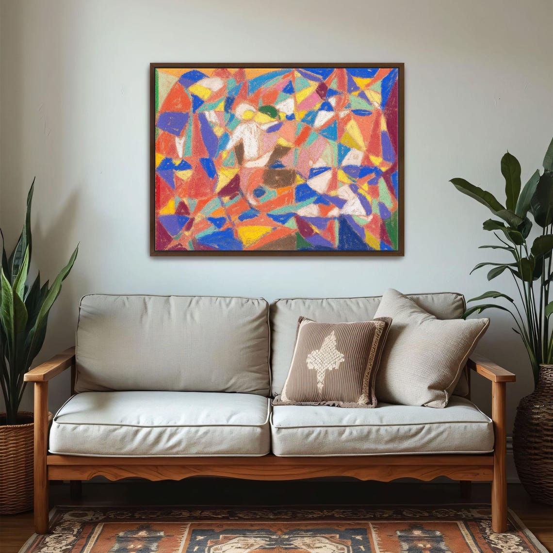 Framed Wall Art Of Abstract Geometric Art With Colorful Shapes Geometric Wall Art Blue And Red Bedroom Art Print Geometric Art - Image 5