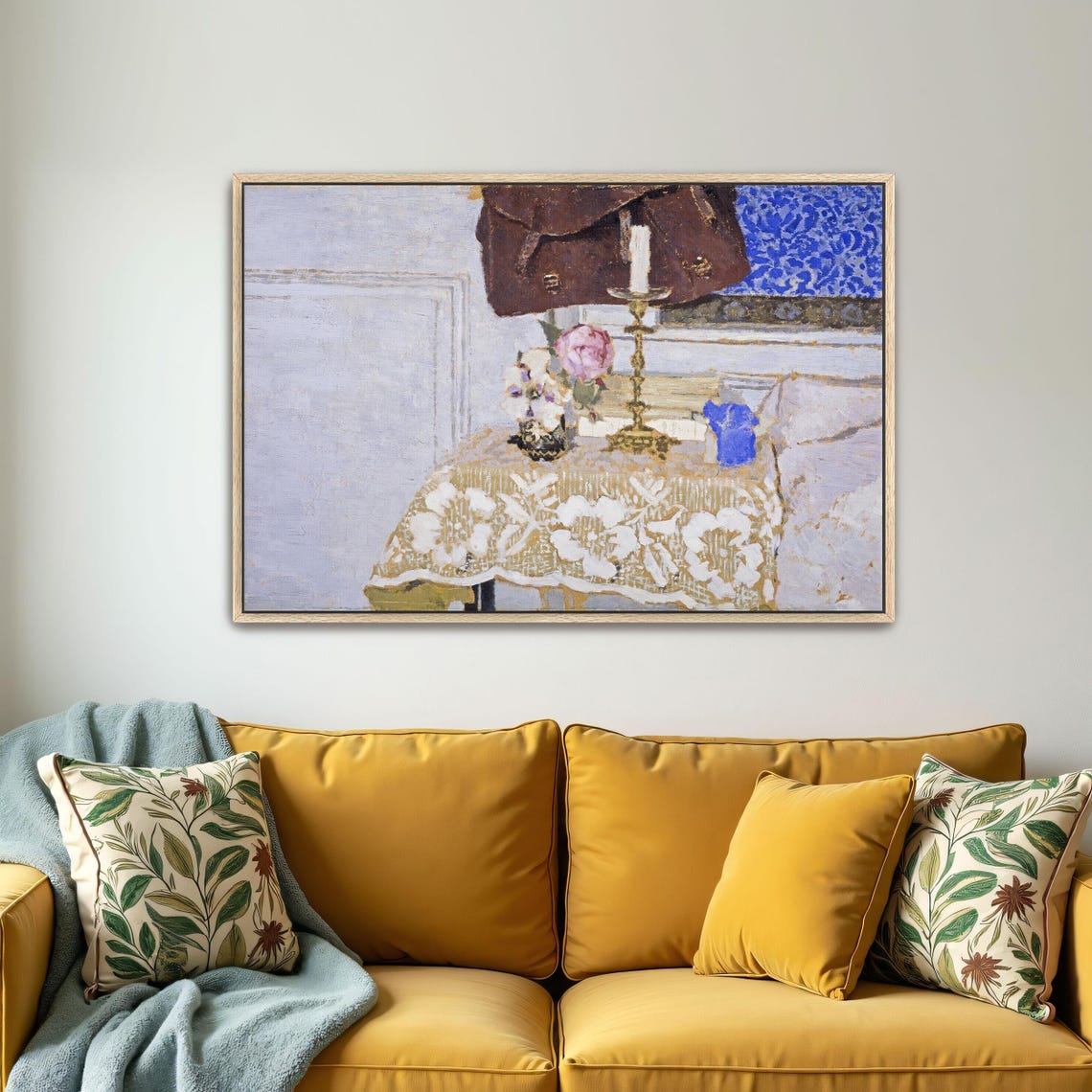 Flowers Candle and Lace Cloth Intimate Table Still Life Poster - Image 5