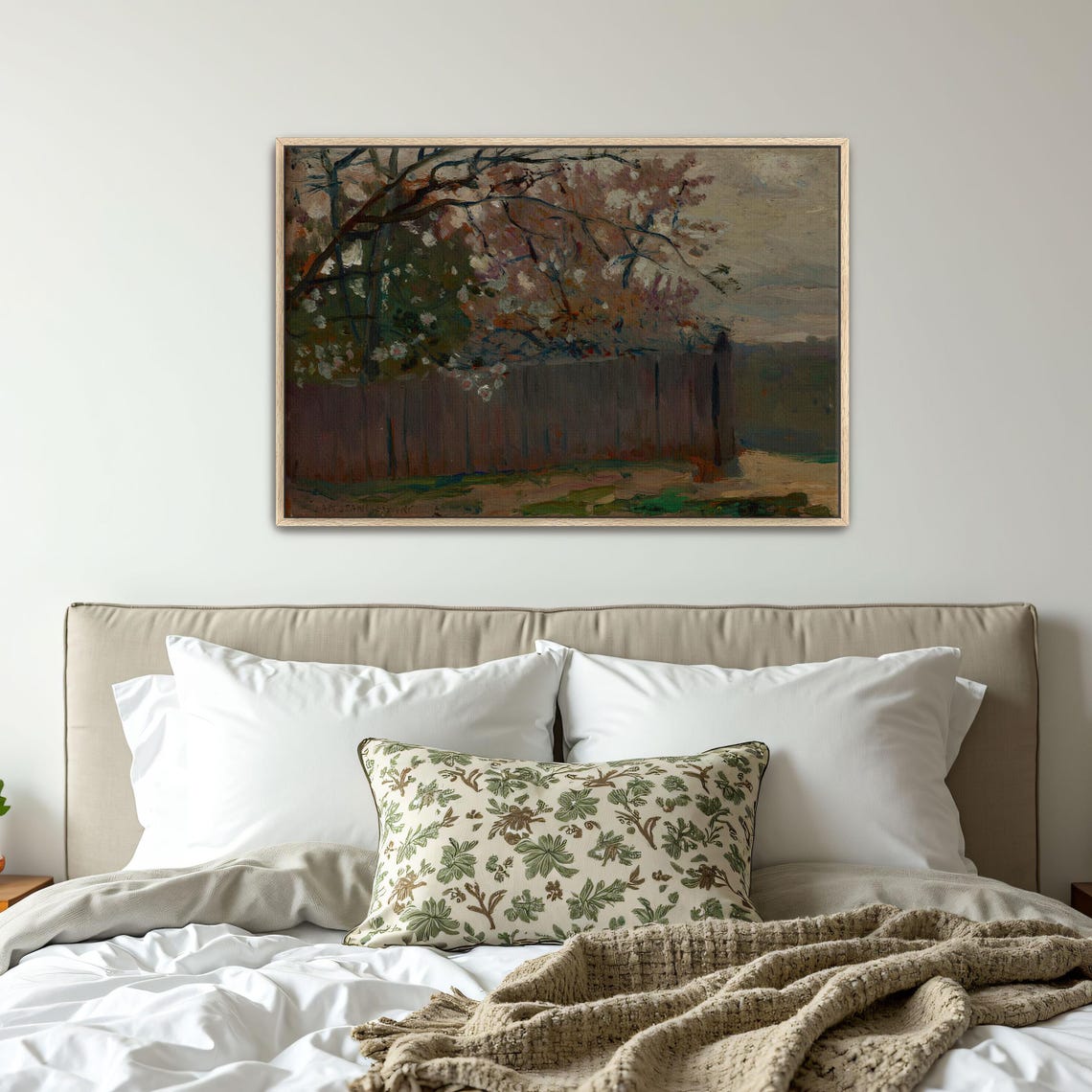 Blooming Tree Branches Over A Rustic Wooden Fence Impressionist Poster - Image 4