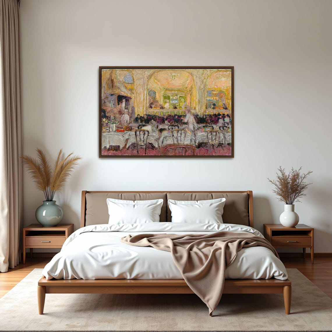 Golden Cafe Interior with Diners Impressionist Evening Scene Poster - Image 6