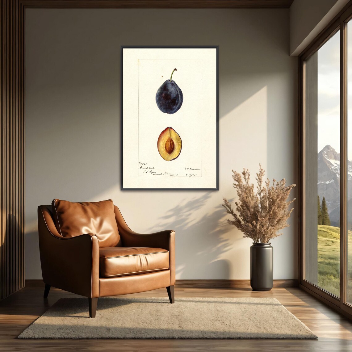 Plum Watercolor Painting, Botanical Kitchen Art - Image 3