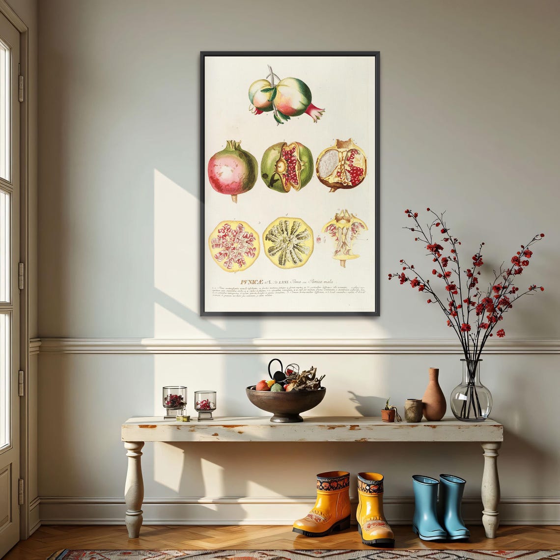 Pomegranate Punica Vintage Botanical Illustration Plate Poster