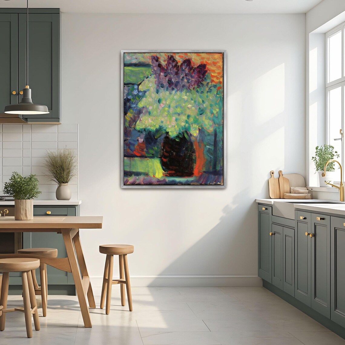 Vase of Purple and White Flowers Impressionist Still Life Poster - Image 2