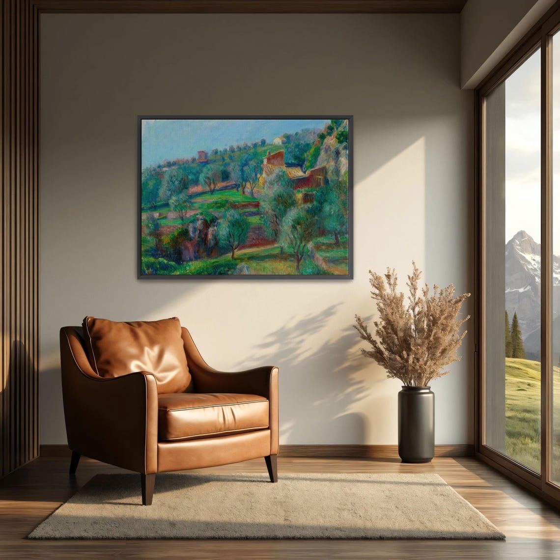 Mediterranean Hillside Village With Olive Trees Landscape Poster - Image 3