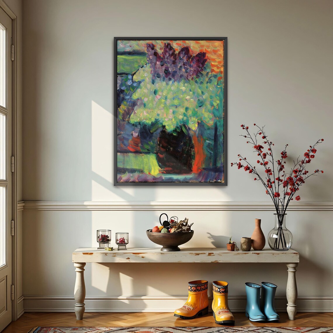 Vase of Purple and White Flowers Impressionist Still Life Poster - Image 3