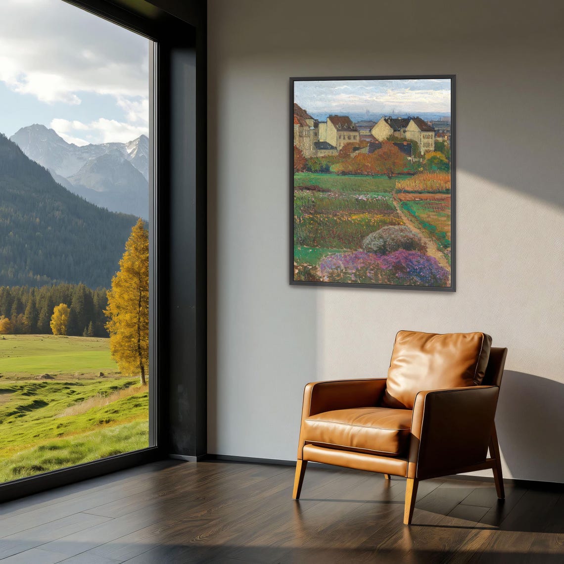 Vienna Outskirts Garden View with Houses Landscape Painting Poster - Image 4