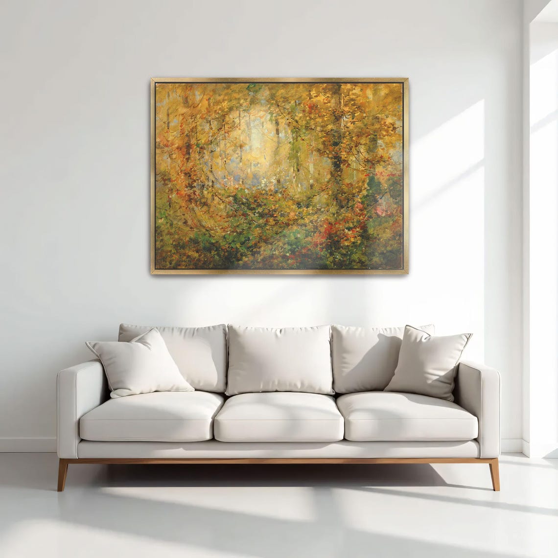Golden Autumn Forest Dense Foliage Impressionist Scene Poster