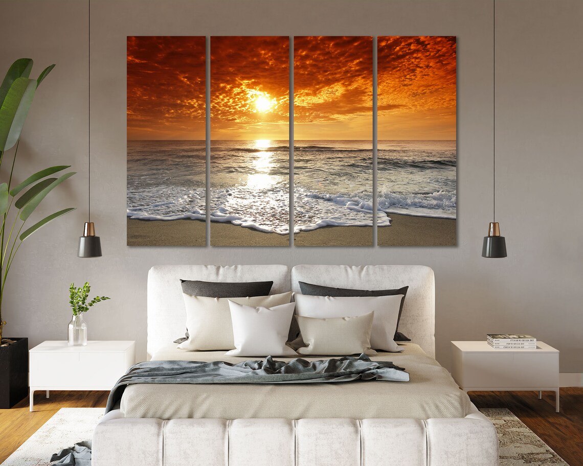 Beach At Sunset, Modern Travel Poster Art Print - Image 4