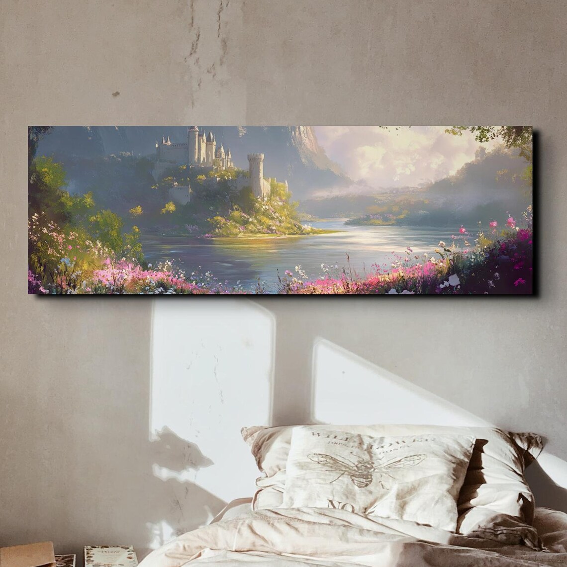 Rustic English Countryside Castle Landscape, Travel Poster