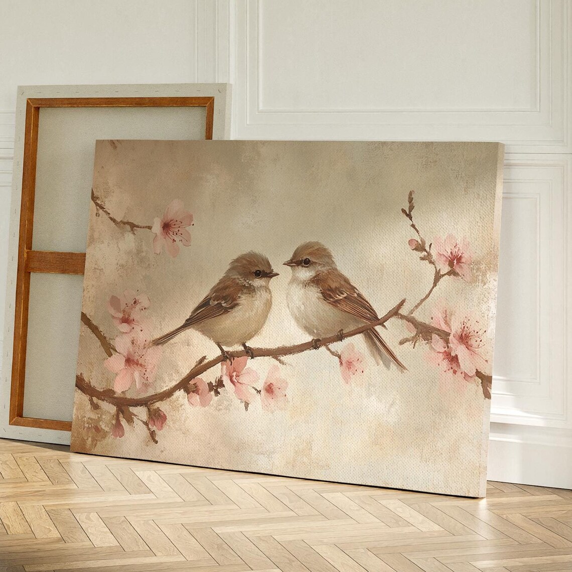 Romantic Sparrow Couple, Nature Inspired Art Print
