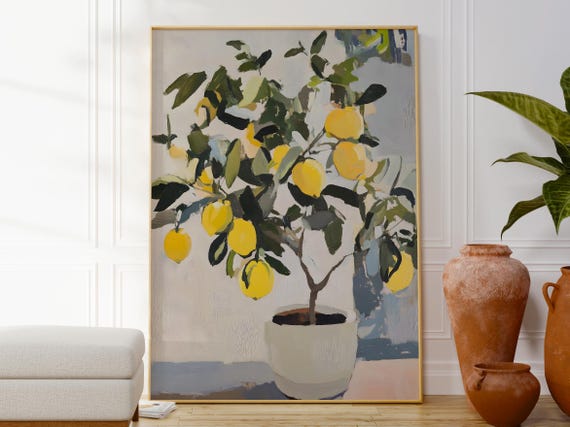 Lemon Tree Print Modern Botanical Kitchen Wall Art