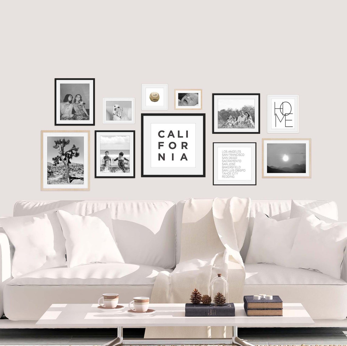 Black White Wood Frame Style Options Display for Abstract Art Print - Image 5