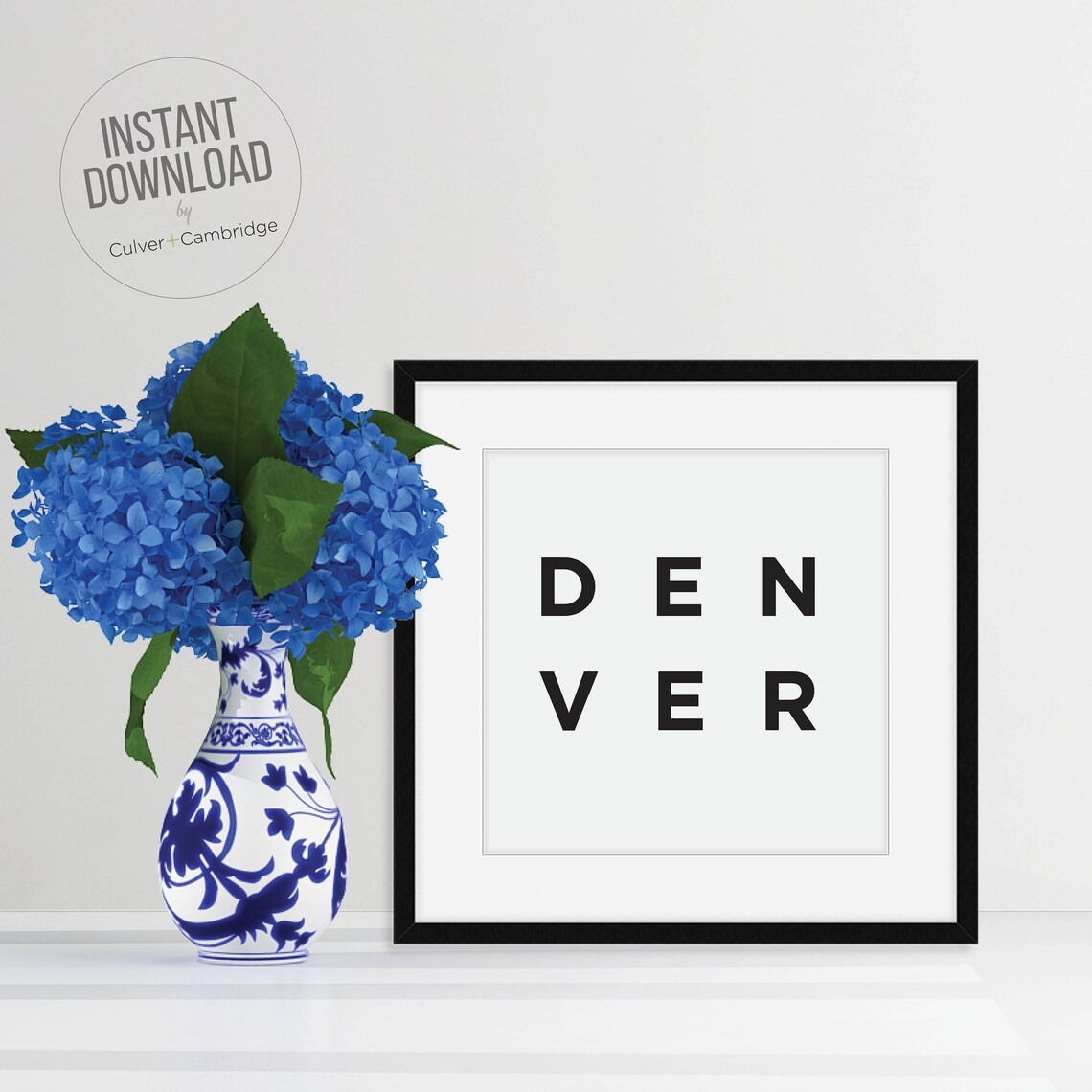 Denver Mile High City Typography Poster Black on White City Art - Image 2