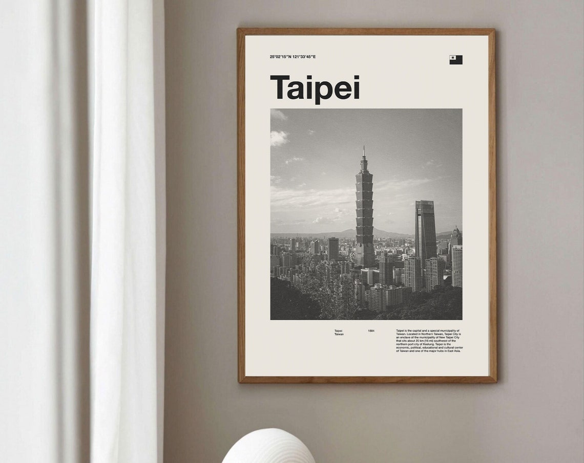 Taipei Taiwan Skyline Taipei 101 Photo Travel Art Wall Poster