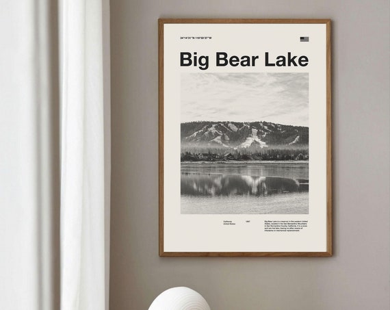 Big Bear Lake Art Print Big Bear Poster Big Bear Wall Art Mid Century Poster Travel Print Art California Vintage Poster
