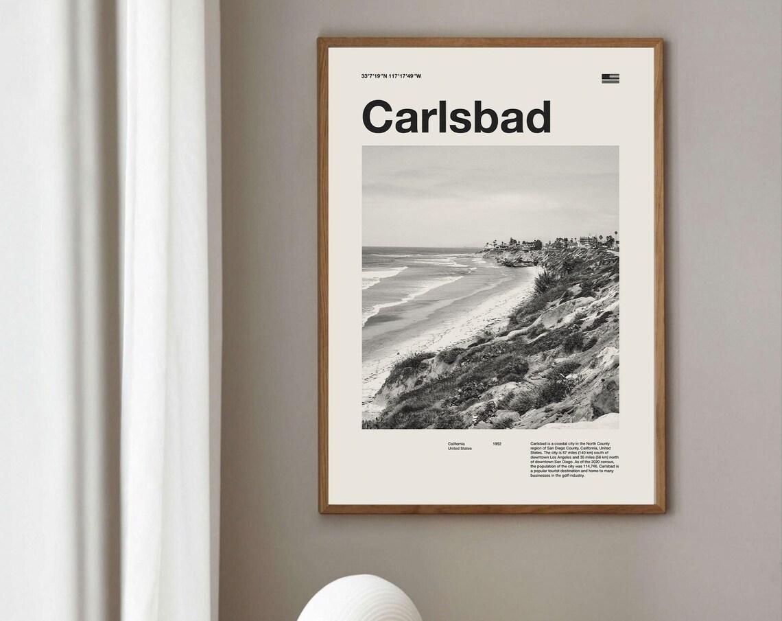 Carlsbad California Beach Coast Photo Travel Art Wall Poster