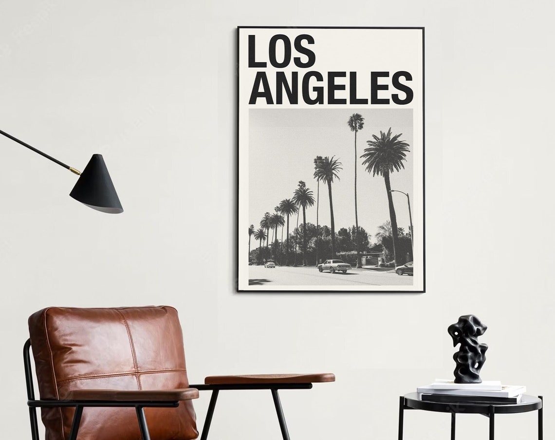 Los Angeles Art Print Los Angeles Poster Los Angeles Wall Art Mid Century Poster Travel Print Art California