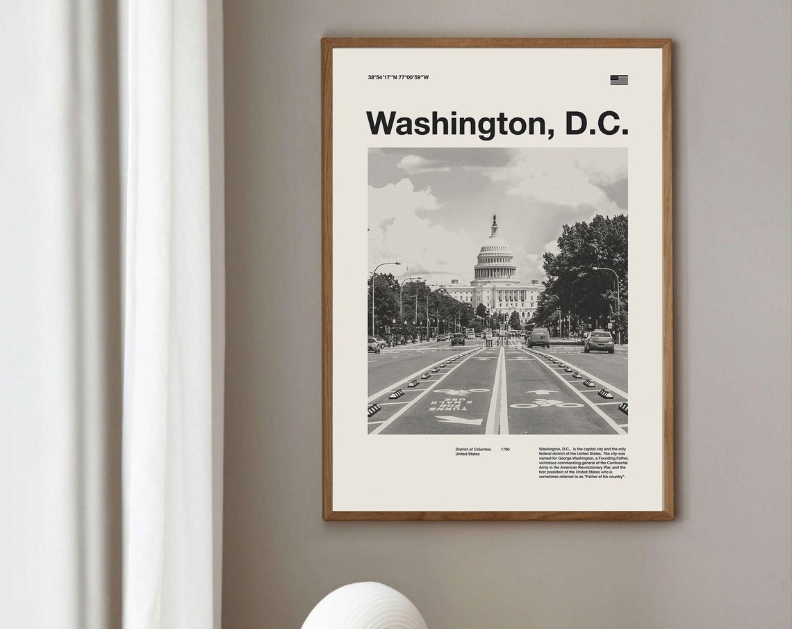 Washington D.C. U.S. Capitol Black and White Photography Poster