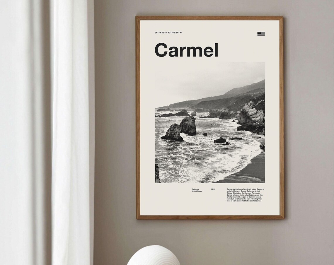 Carmel By The Sea Mid-Century Travel Poster