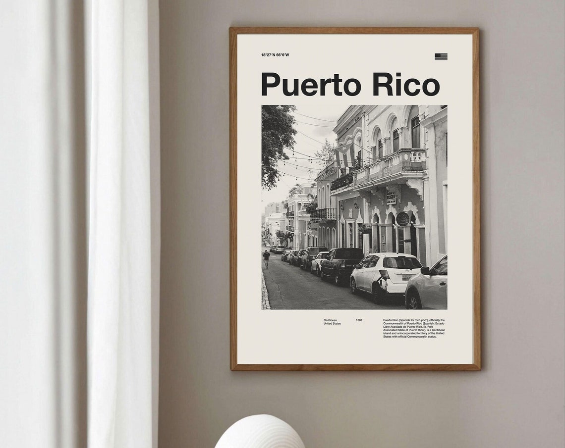 Puerto Rico Print Puerto Rico Poster Puerto Rico Wall Art Mid Century Poster Travel Print Art Vintage Poster