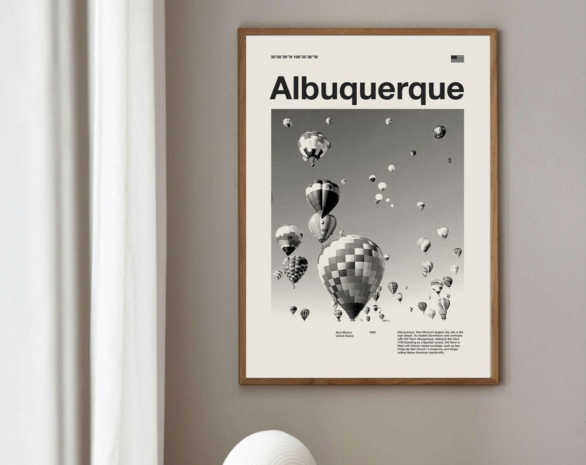 Albuquerque New Mexico Black And White Balloon Fiesta Poster