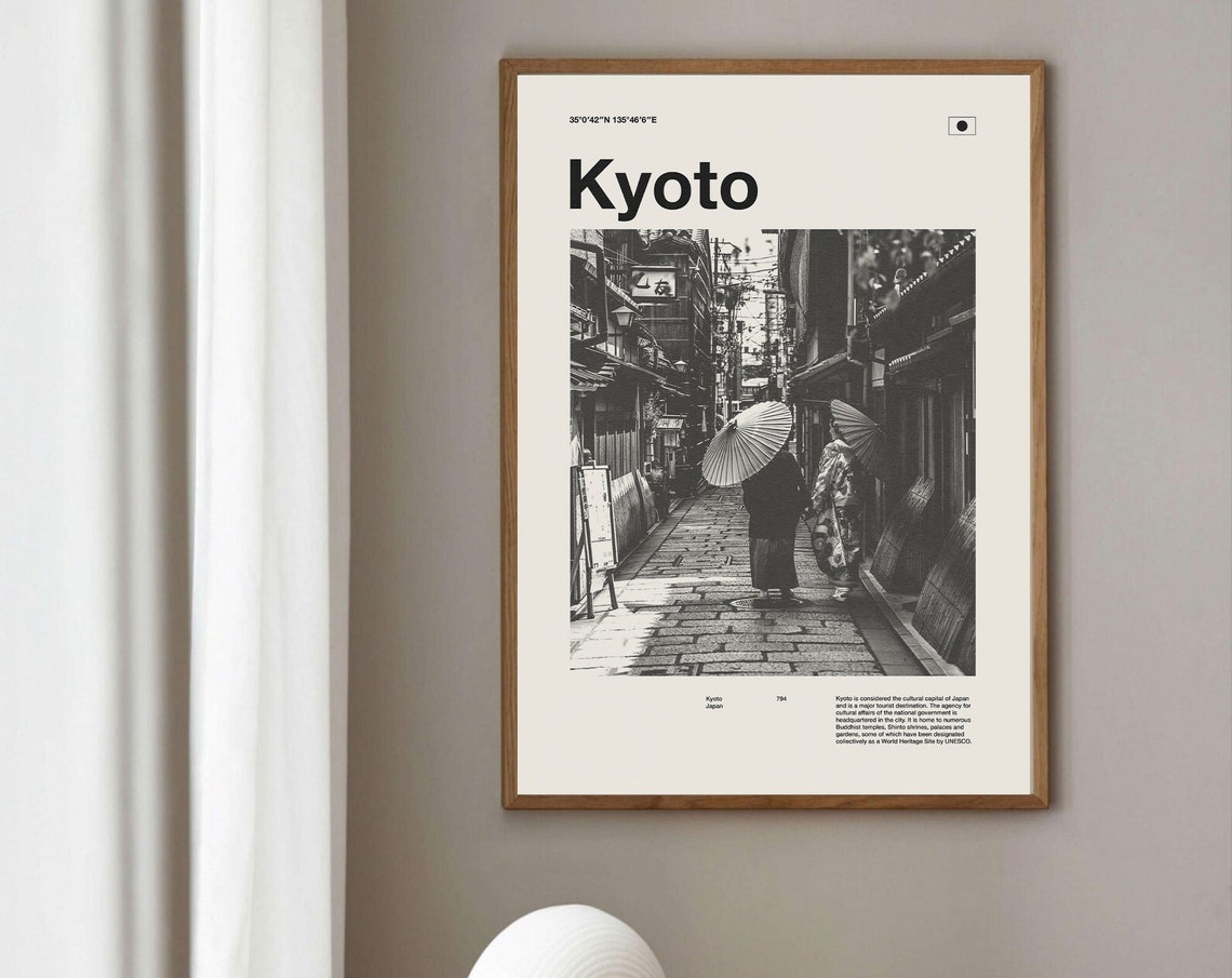 Kyoto Art Print Kyoto Poster Kyoto Wall Art Mid Century Poster Travel Print Art Japan Vintage Poster