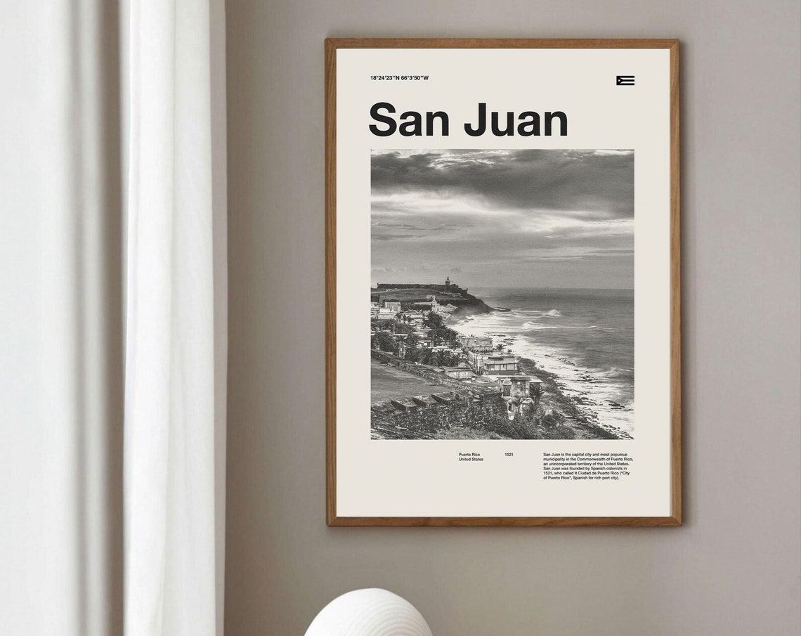 San Juan Print San Juan Poster San Juan Wall Art Mid Century Poster Travel Print Art Puerto Rico Vintage Poster