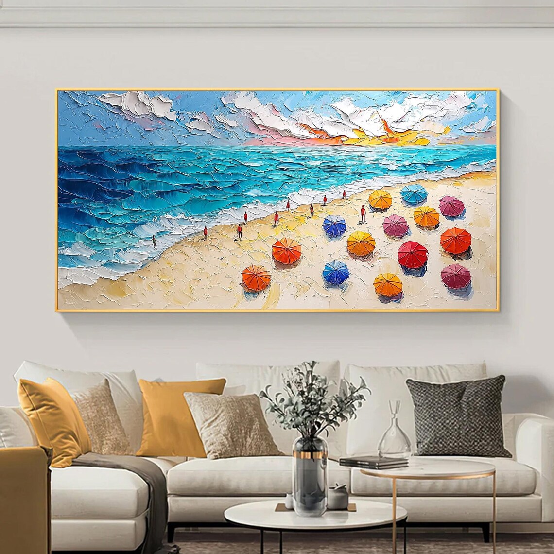 Abstract Beach Oil Painting, Summer Seaside Art Print