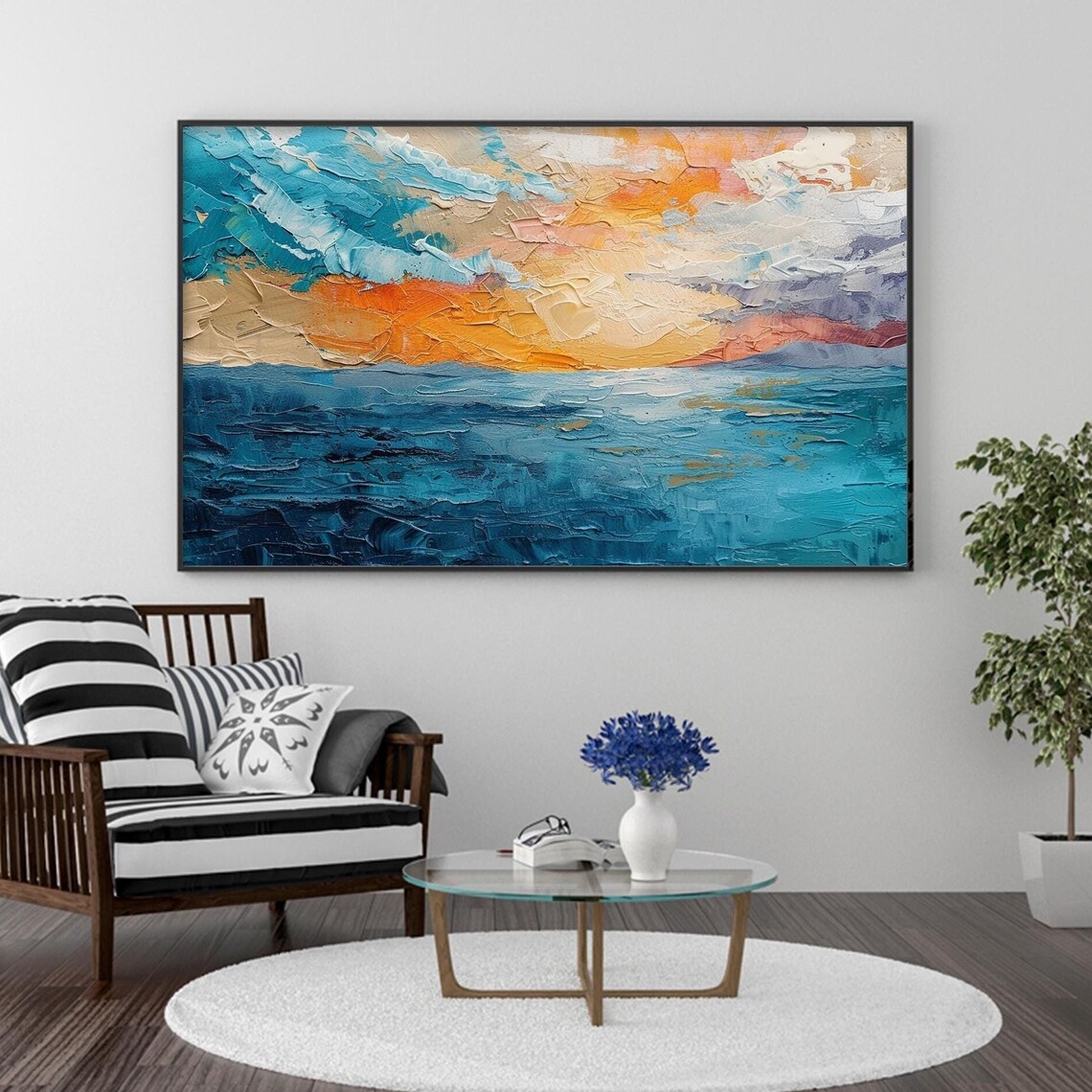 Custom Blue Ocean Seascape, Oil-Painting-Style Art Print - Image 5